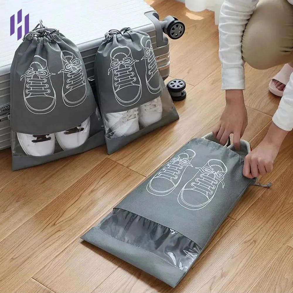 2pc Portable Shoes Bag, Dustproof Storage Bag, Travel Storage Bag